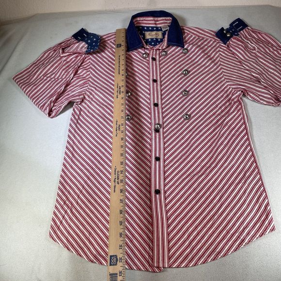 SCULLY Men’s Western Shirt Long Sleeve Sz Medium American Patriotic Cowboy - Picture 11 of 11
